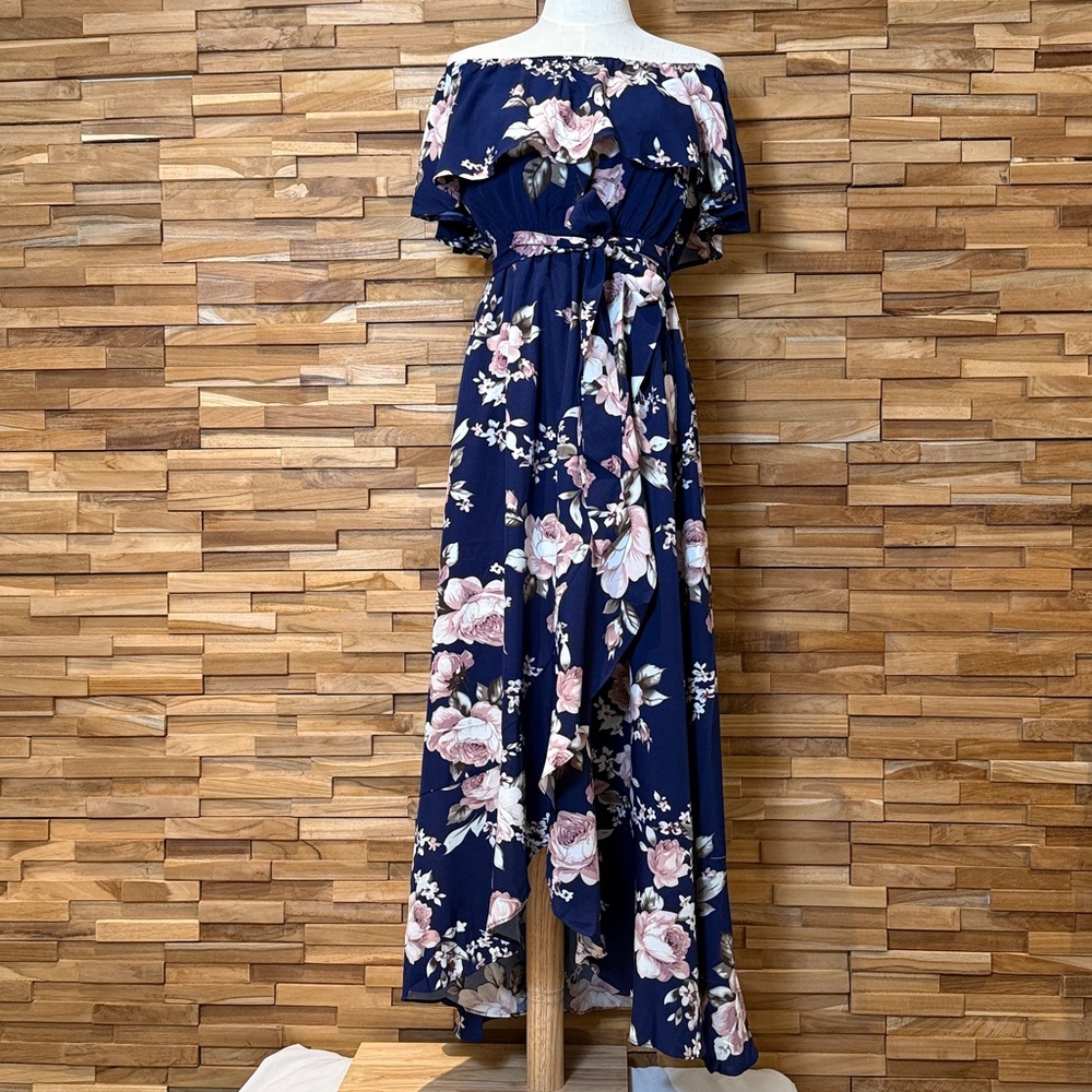 inmod | Navy Floral | Off-the-Shoulder Maxi Dress | Various Sizes